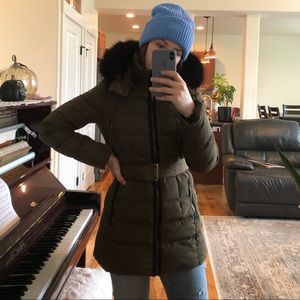 Furry hooded puffer jacket #superpuff